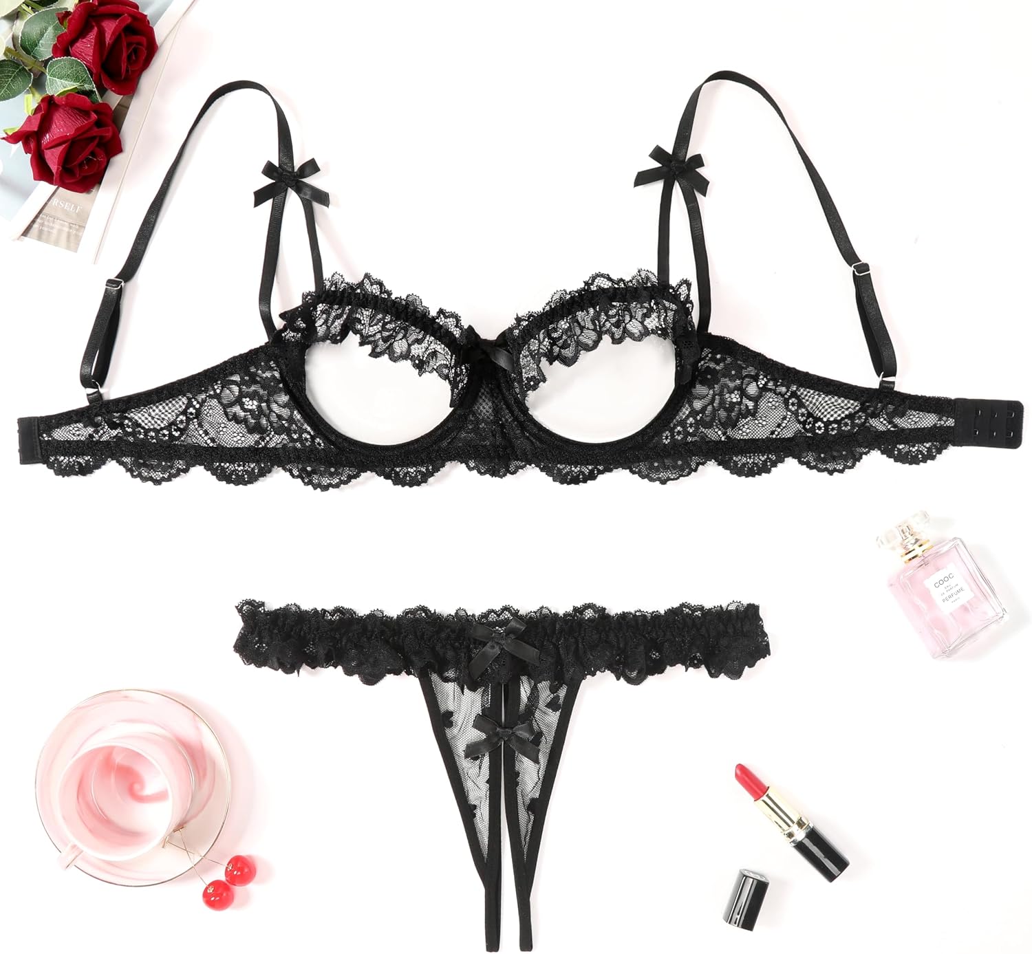 Avidlove Sexy Lingerie Set for Women Underwire Push Up Lace Bra Panty Lingerie Set