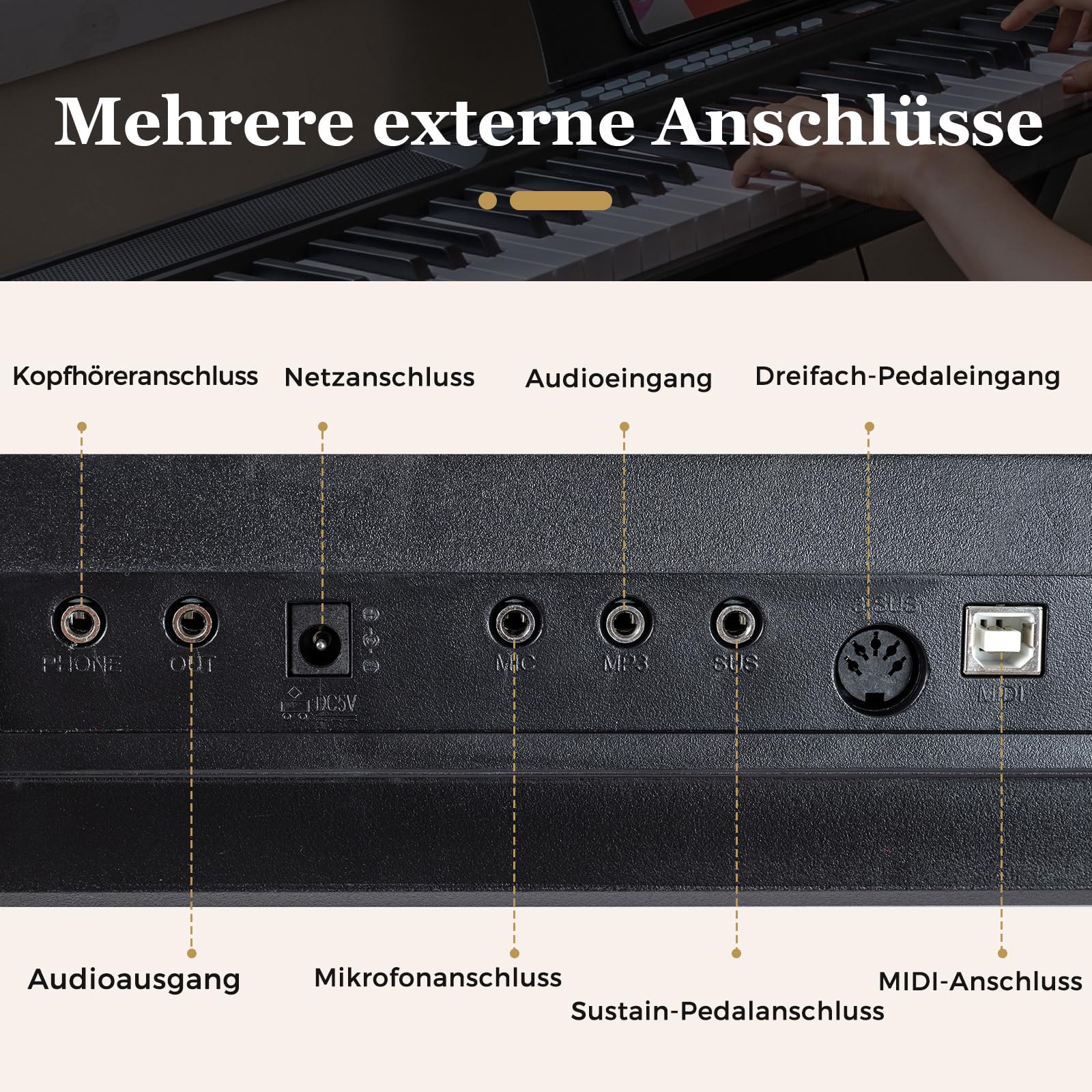 COSYWAY Keyboard Piano 88 Tasten mit Ständer & Hocker, Digitalpiano mit Kopfhörer, & Tragetasche & Sustain-Pedal, E Piano mit 128 Rhythmen, 128 Tönen & 80 Demos, für Anfänger (Schwarz)