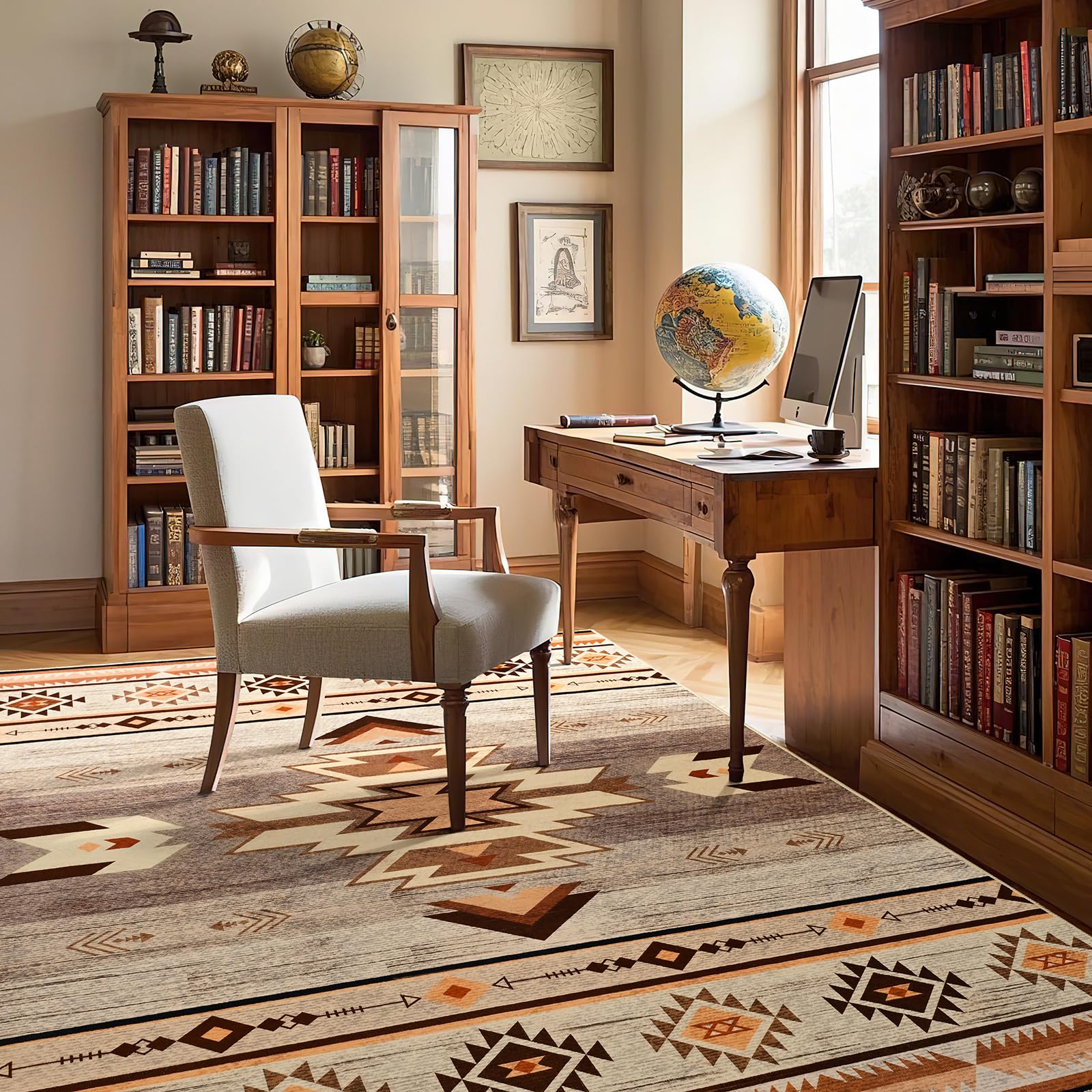 BENRON Western-Teppiche für Wohnzimmer, Schlafzimmer, waschbar, warmes