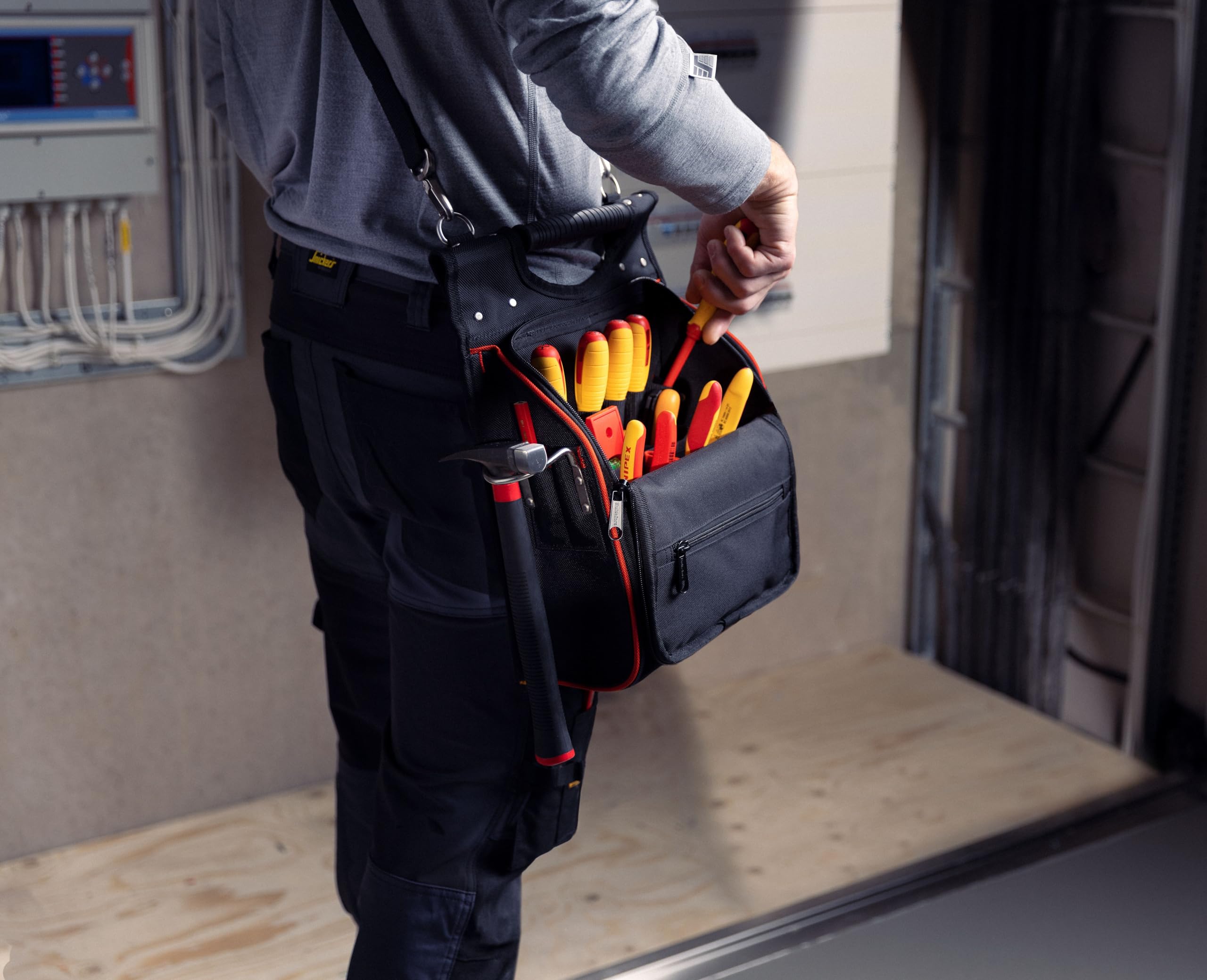 Hultafors Tool Bag For Electricians With 34 Compartments, Shoulder Strap & Assortment Box, Open Tool Bag With Three Compartments & Pockets, 590150 - View #4