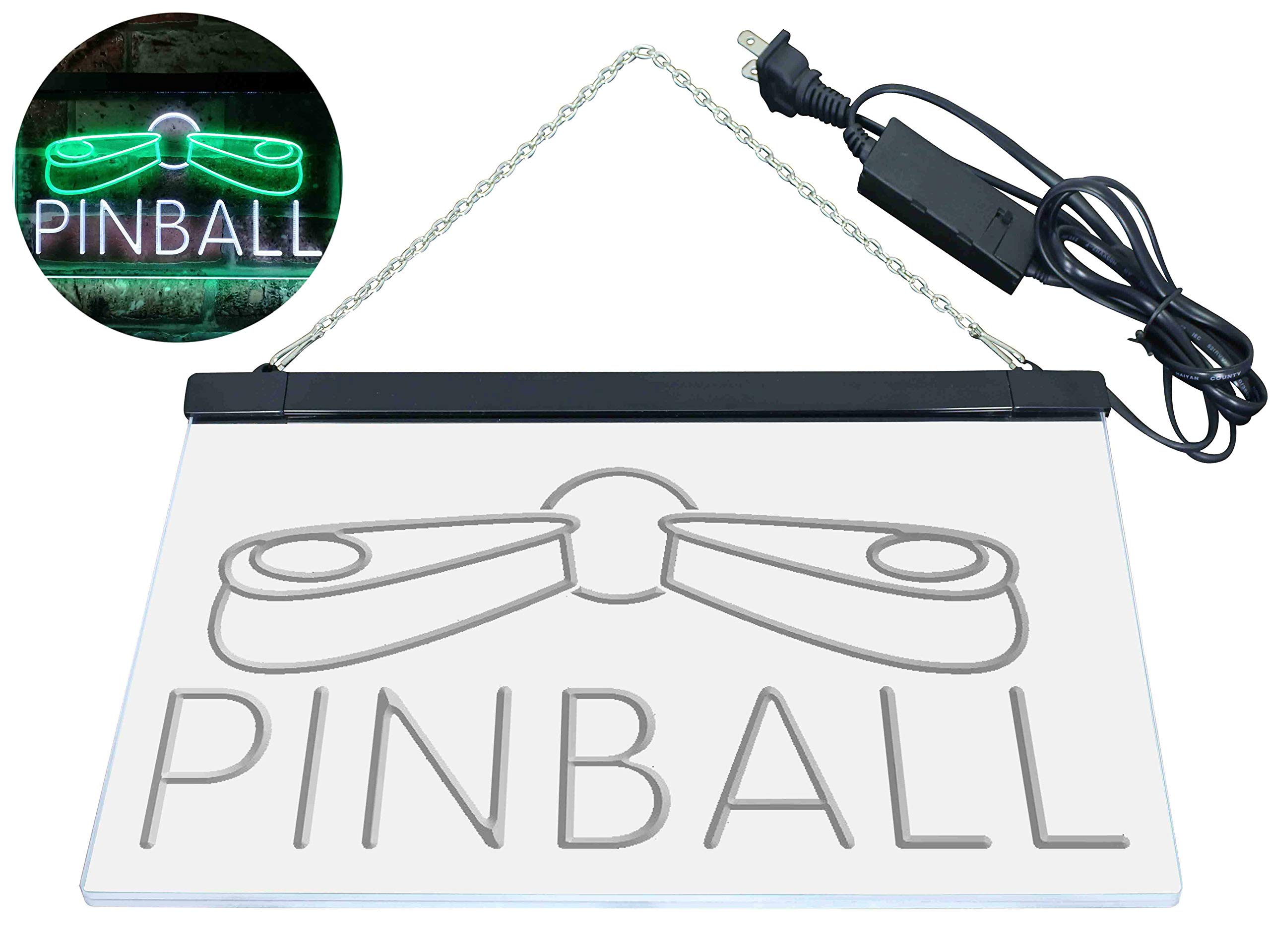 Pinball Machine Game Room Illuminated Dual Color LED Enseigne Lumineuse Neon Sign Blanc et vert 600 x 400mm st6s64-i0797-wg