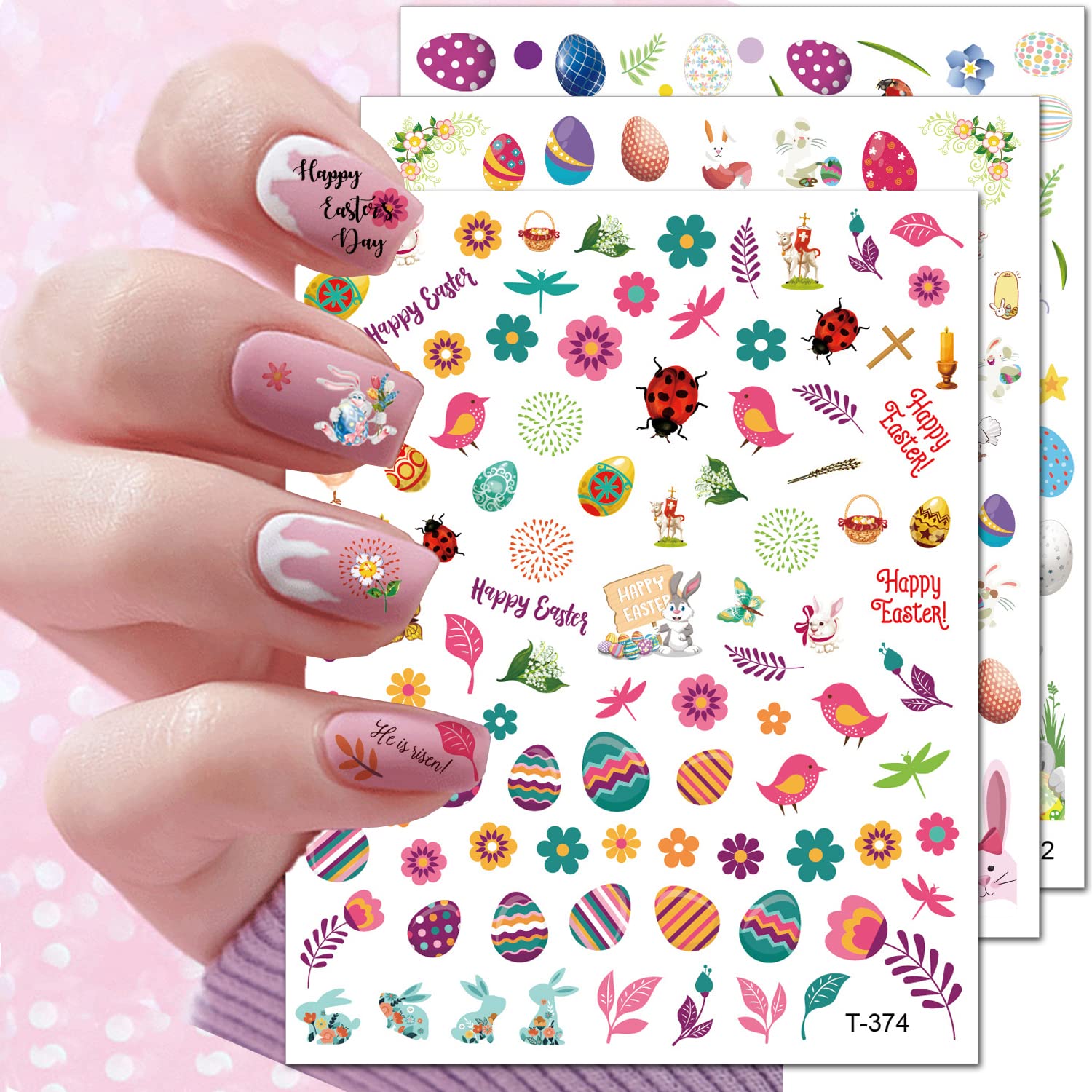 Amazon.com: Easter Nail Art Stickers Decals 6 Sheets Easter Eggs Bunny  Flowers Nail Polish Stickers Nail Art Supplies Easter Basket Stuffers 3D  Self-Adhesive Nail Decoration Manicure Decals for Women Girls : Beauty