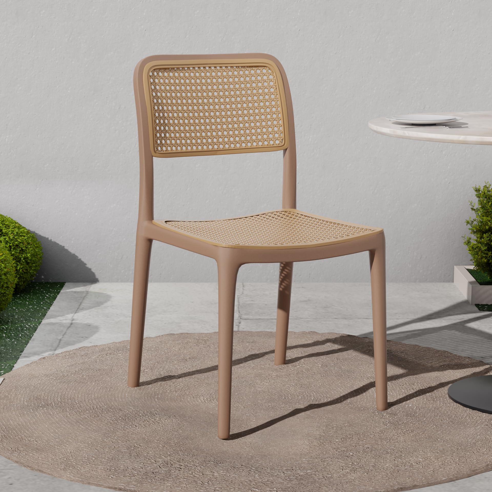 beAAtho Bloom Designer Chair for Dining, Living Room, Bedroom, Cafe, Restaurant & Hotel | Modern Accent Chair | Ergonomic Comfort | Indoor & Outdoor Use | 3-Year Warranty |Brown