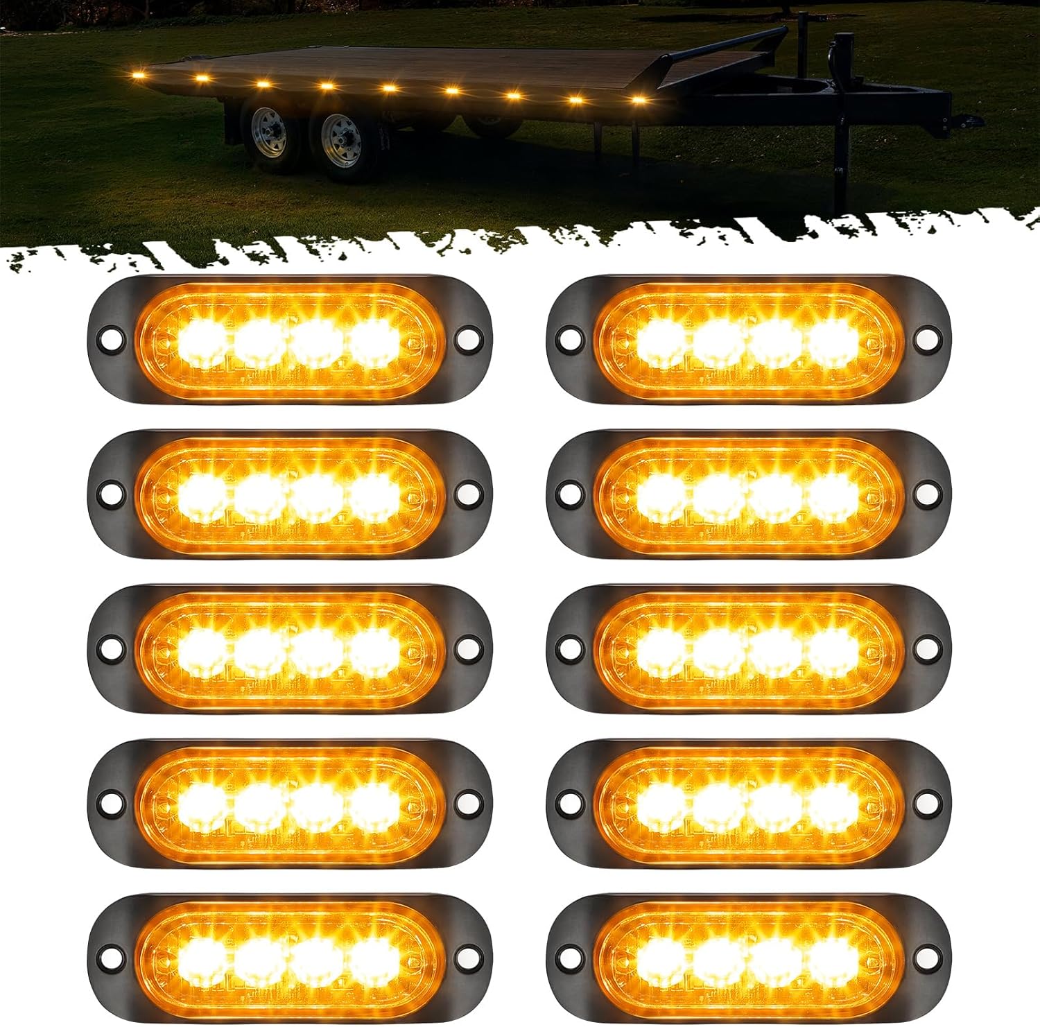 Partsam 10Pcs 3.4 inch Aluminum Housing Amber LED Clearance Side Marker Lights, Surface Mount Marker Lights for Trailer Pickup Truck Tractor Van RV Camper Motorhome,IP67 Waterproof