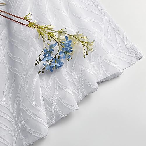 Miniatura 8 de Marilyn - Cortinas traslúcidas blancas de 63 pulgadas de largo, cortinas texturizadas de jacquard con clip de hojas 3D filtrantes de luz, 38