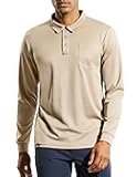 Men's Polo Shirts Golf Long Sleeve Lightweight Polyester Collared Tshirt Moisture Wicking Regular Fit