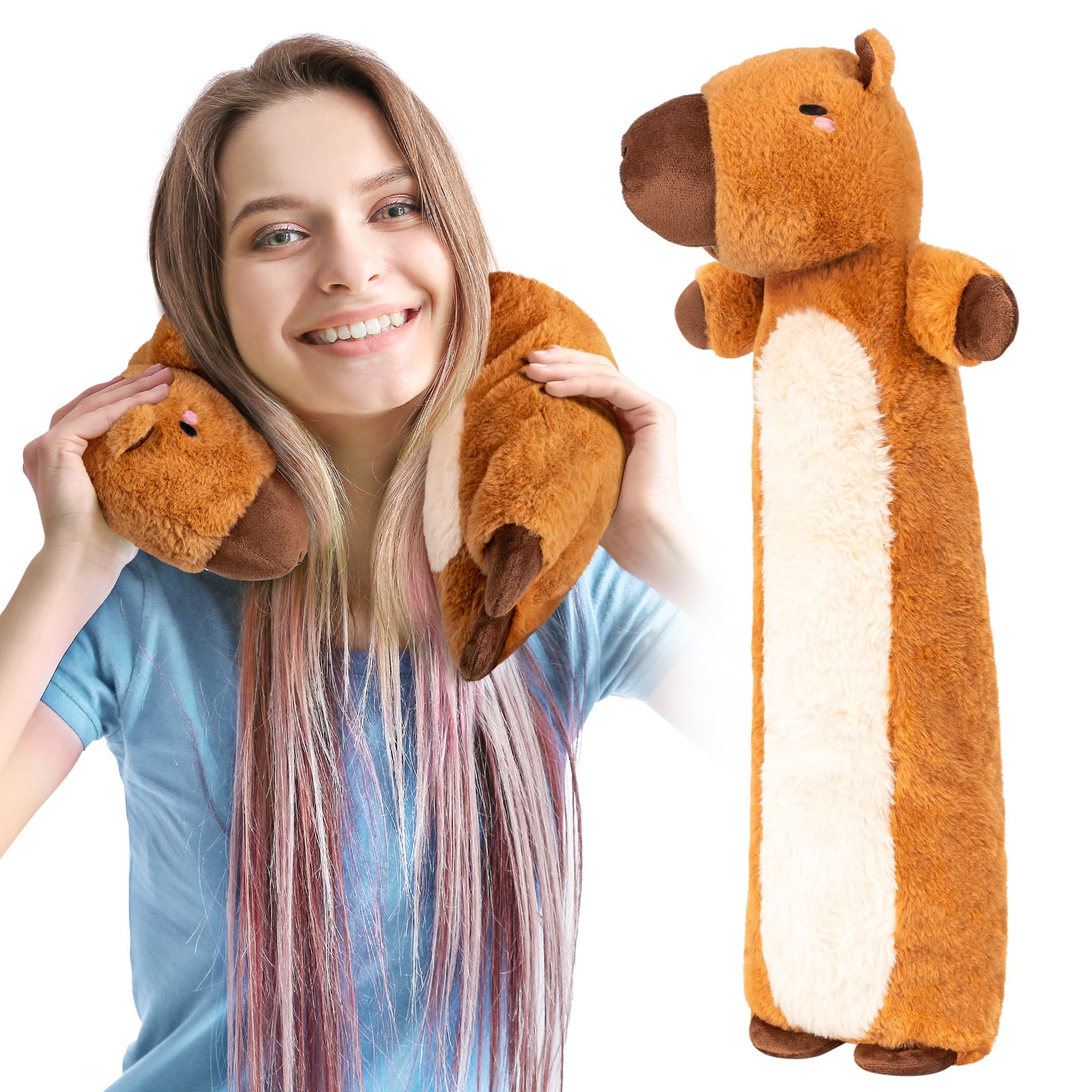 Capybara Microwavable & Weighted Stuffed Animals - Unscented Heatable Plush Doll, Cute Capybara Plush Toys Gifts for Girls Boys and Kids, Happy Fuel