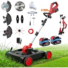 4-in-1 Cordless Lawn Mower, Weed Eater and Edger Combo with 2x4.0Ah Battery