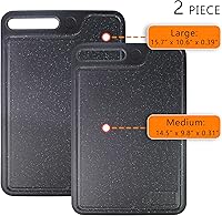 Vista 2 de Tablas de cortar para cocina, juego de 2 tablas de cortar grandes, tabla de cortar antideslizante con ranura para caspa y jugo, tablas de cortar