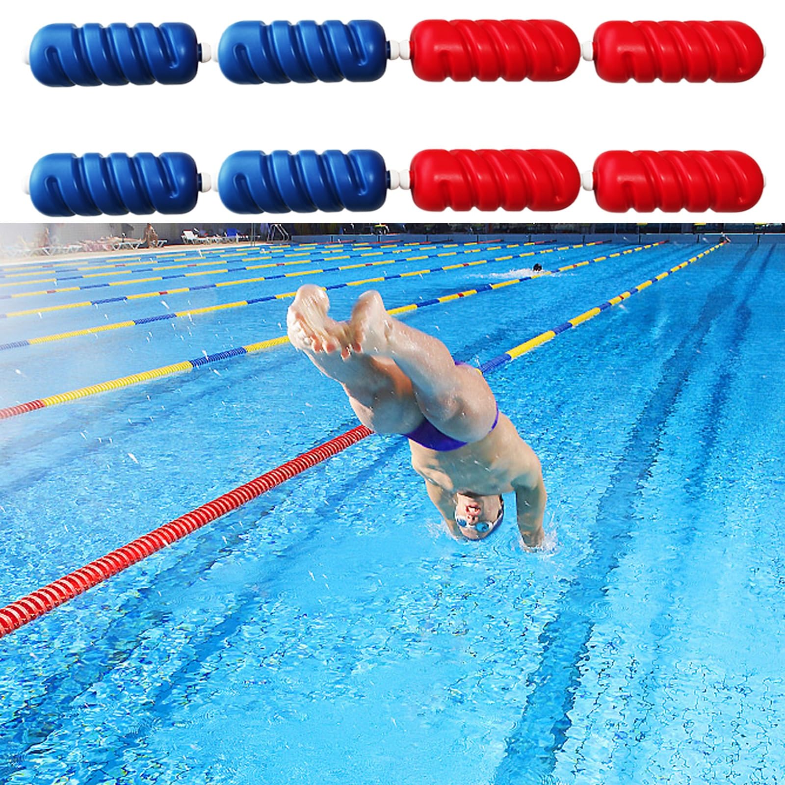 SEIFE Swimming pool safety divider rope and float line,Pool Safety Rope,pool rope floats to divide pool,pool lane divider floats,Swimming Pool Lane Rope Safety Divider Rope(Diameter 9cm,15m/49.21ft)