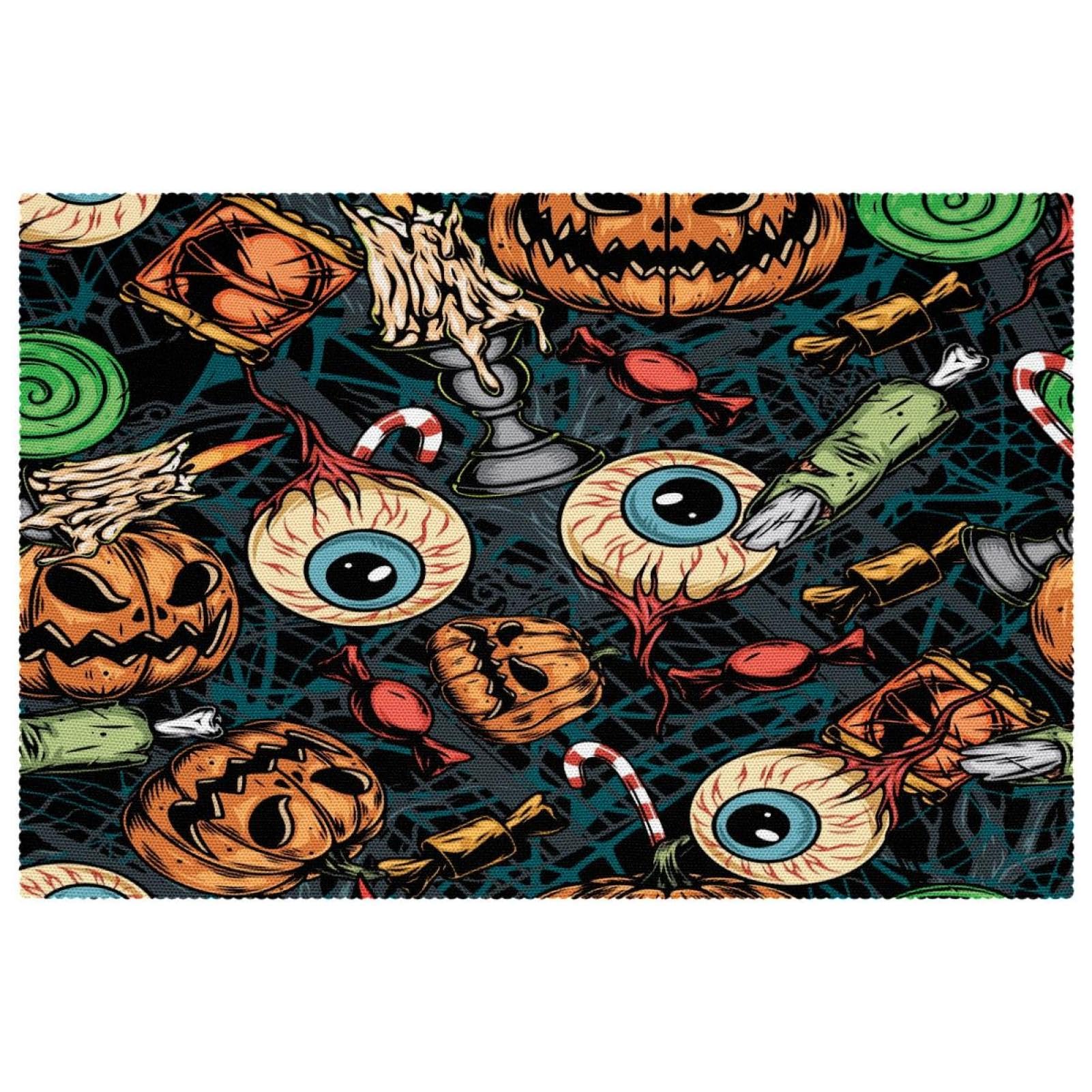 Sets de table d'Halloween résistants à la chaleur en tissu Oxford lavable