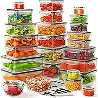 Vista 9 de Juego de 34 recipientes de almacenamiento de alimentos con tapas herméticas (17 tapas y 17 recipientes), contenedor de plástico sin BPA
