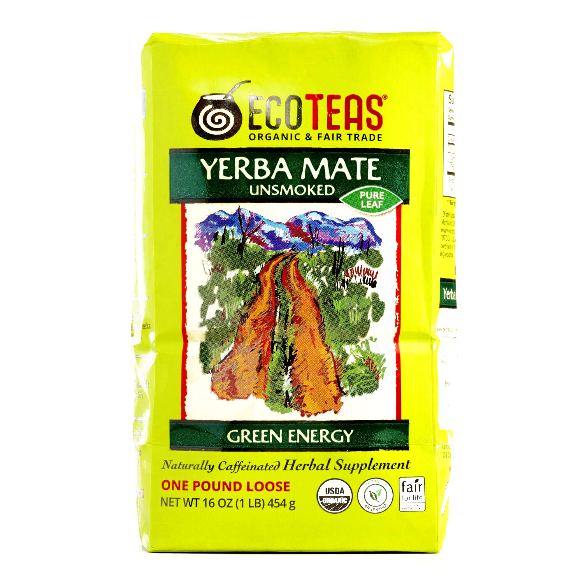 Eco Teas Pure Yerba Mate Tea 16 oz each (1 Item Per Order)