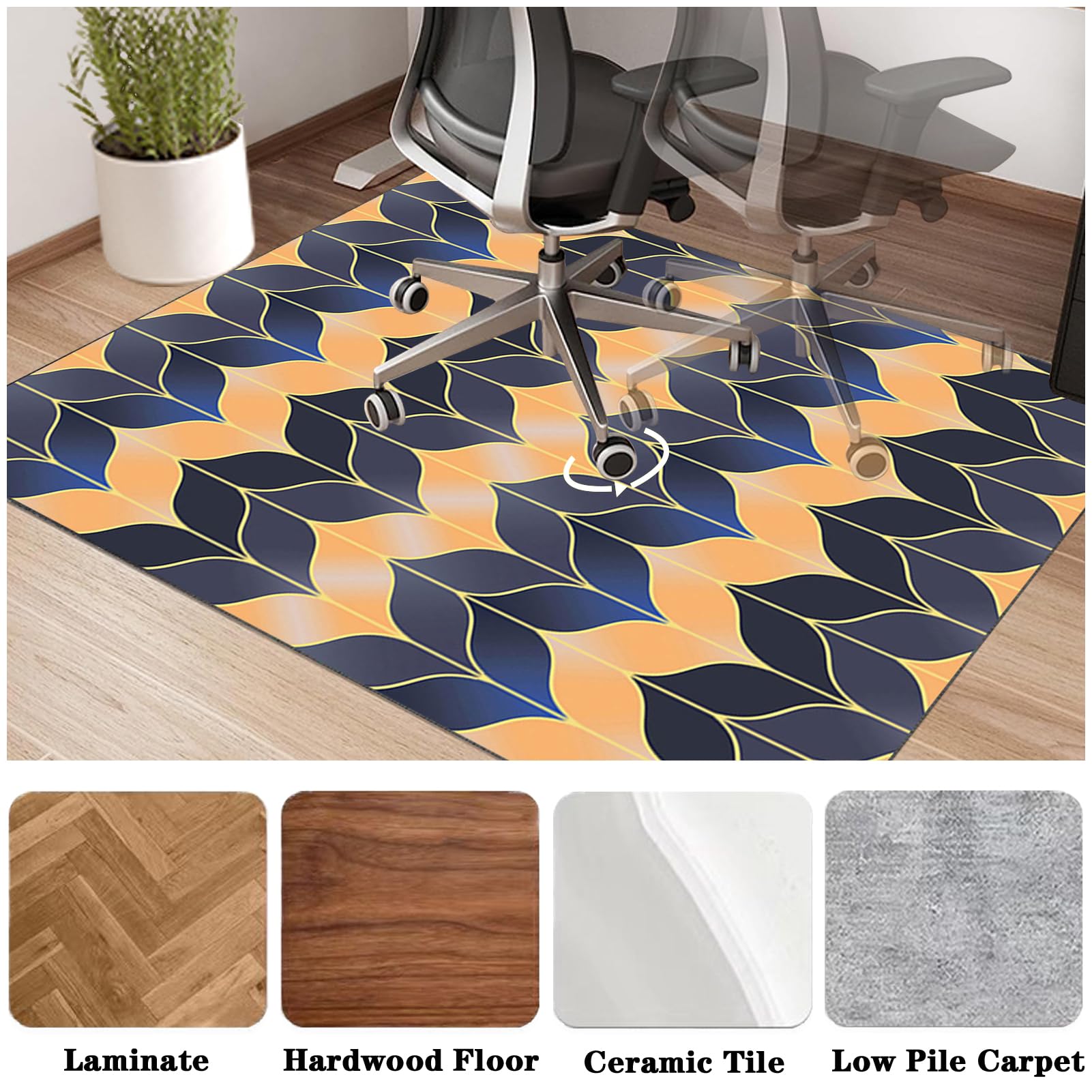 80 x 120 cm Gaming Stuhlunterlage / Stuhlmatte für Harte Böden / Rutschfest-Bürostuhl Bodenschutz / Mehrzweck-Stuhlteppich für Zuhause / Gaming Stuhl Teppich für Hartböden Parkett Laminat Fliesen