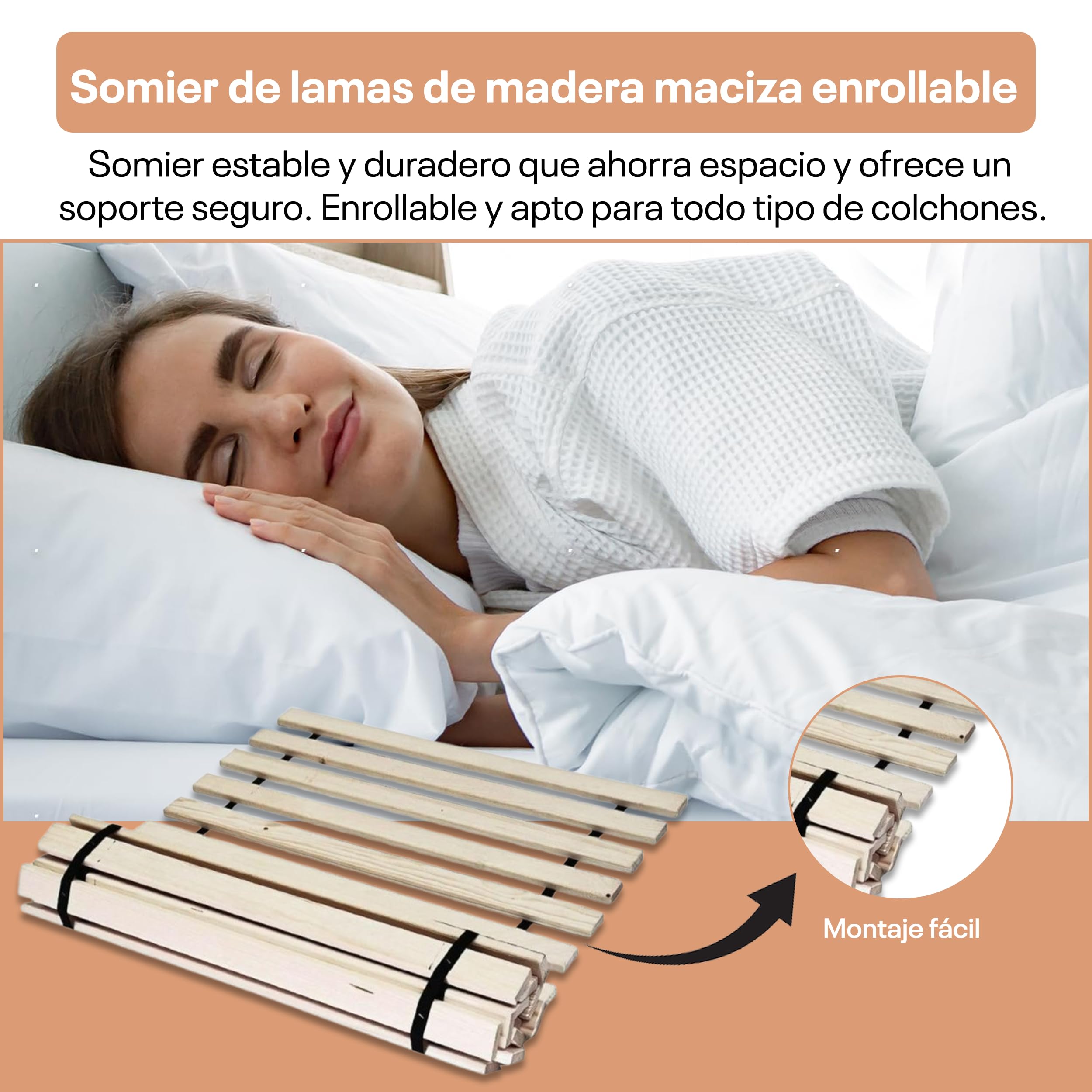Best For You Roll somier de láminas (10,15 o 20 láminas de madera para todos los colchones – en muchos tamaños 60 x 120 cm – 160 x 200 cm