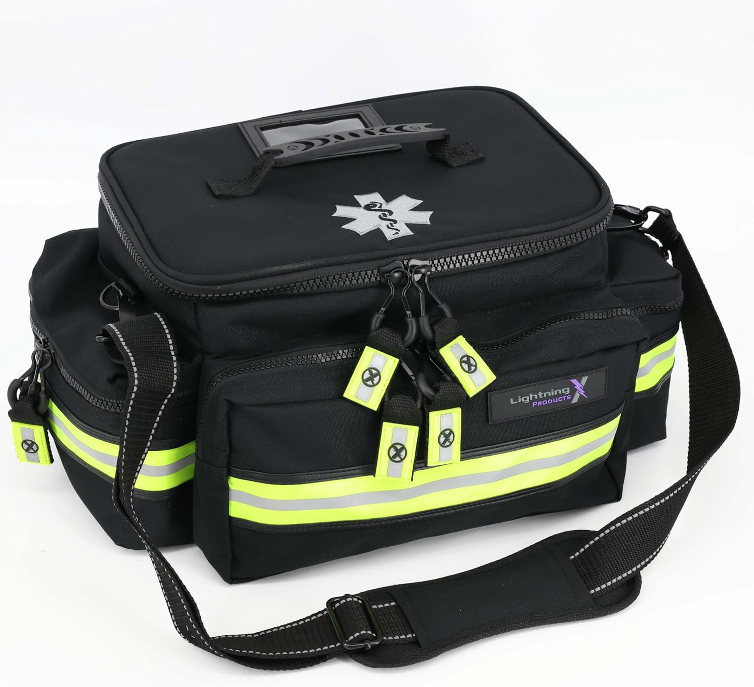Lightning X Mid-Sized First Responder EMT Bag | LXMB25 | Fully Stocked w/ 248+ First Aid Supplies + Trauma Pak w/C.A.T. Tourniquet & QuikClot - Black
