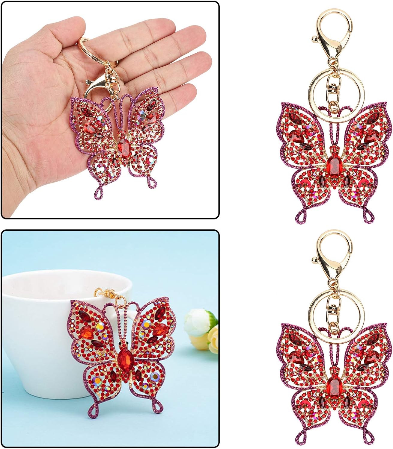 Pssopp 2Pcs Butterfly Keychain DIY Keychain Butterfly Shape Painting Kits Cute Keychain for Women Girls Bag Handbag