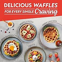 Vista 8 de Gourmia Belgian Waffle Maker – Compact Design with Upright Storage, Adjustable Browning, and Easy-Clean Nonstick Ceramic Plates, Stainless Steel