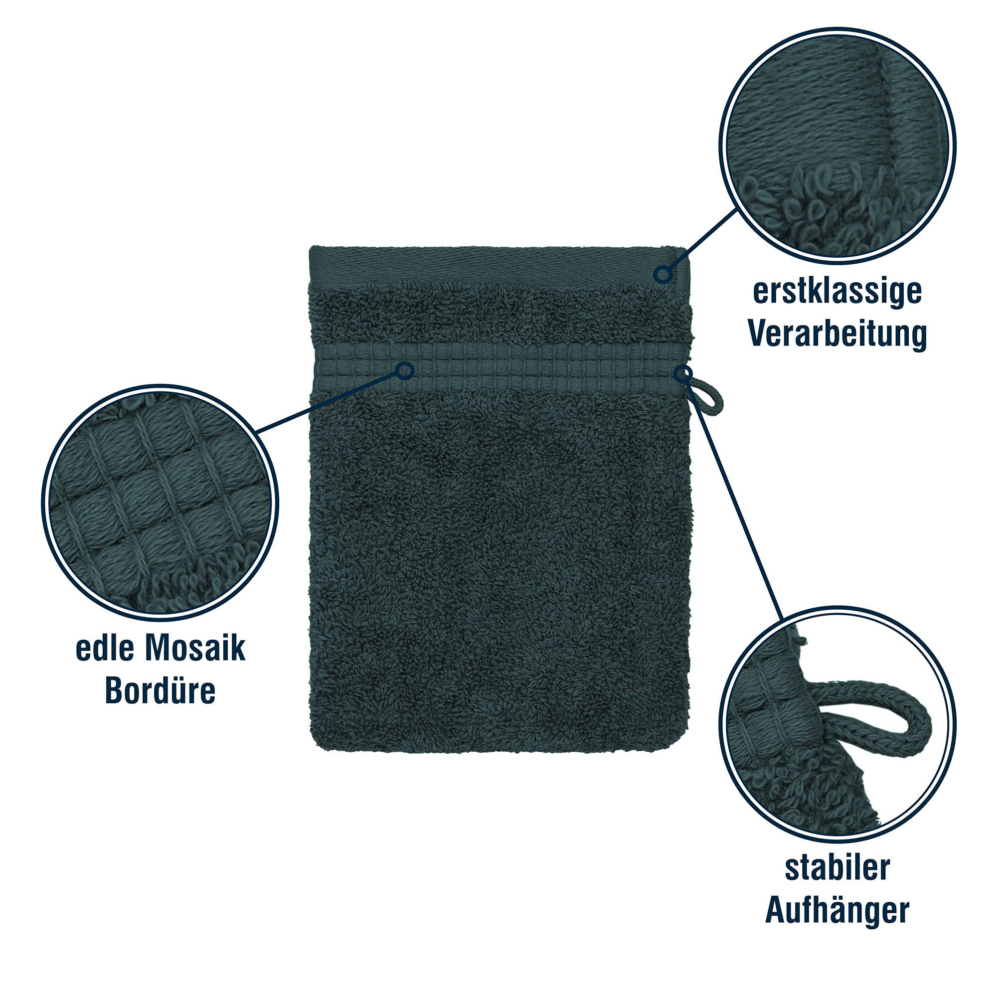 Merana Rome Washcloth Set Absorbent Soft and Lint- Terry Wash Mitts in Luxury Quality Heavy Organic Cotton 590 GSM (Jungle Green - Image 2