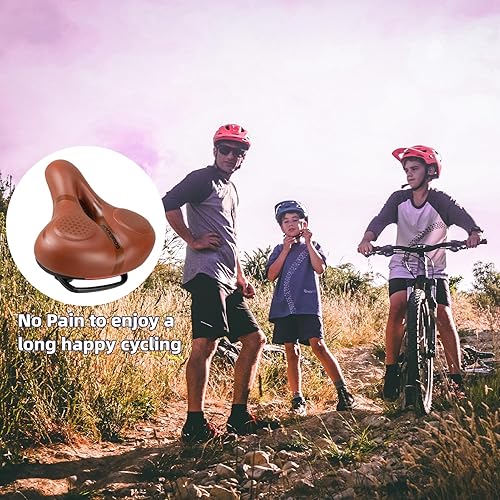 Miniatura 28 de ROCKBROS Asiento de bicicleta para hombres y mujeres, cómodo asiento de bicicleta de gel ancho, transpirable, impermeable, acolchado, compatible