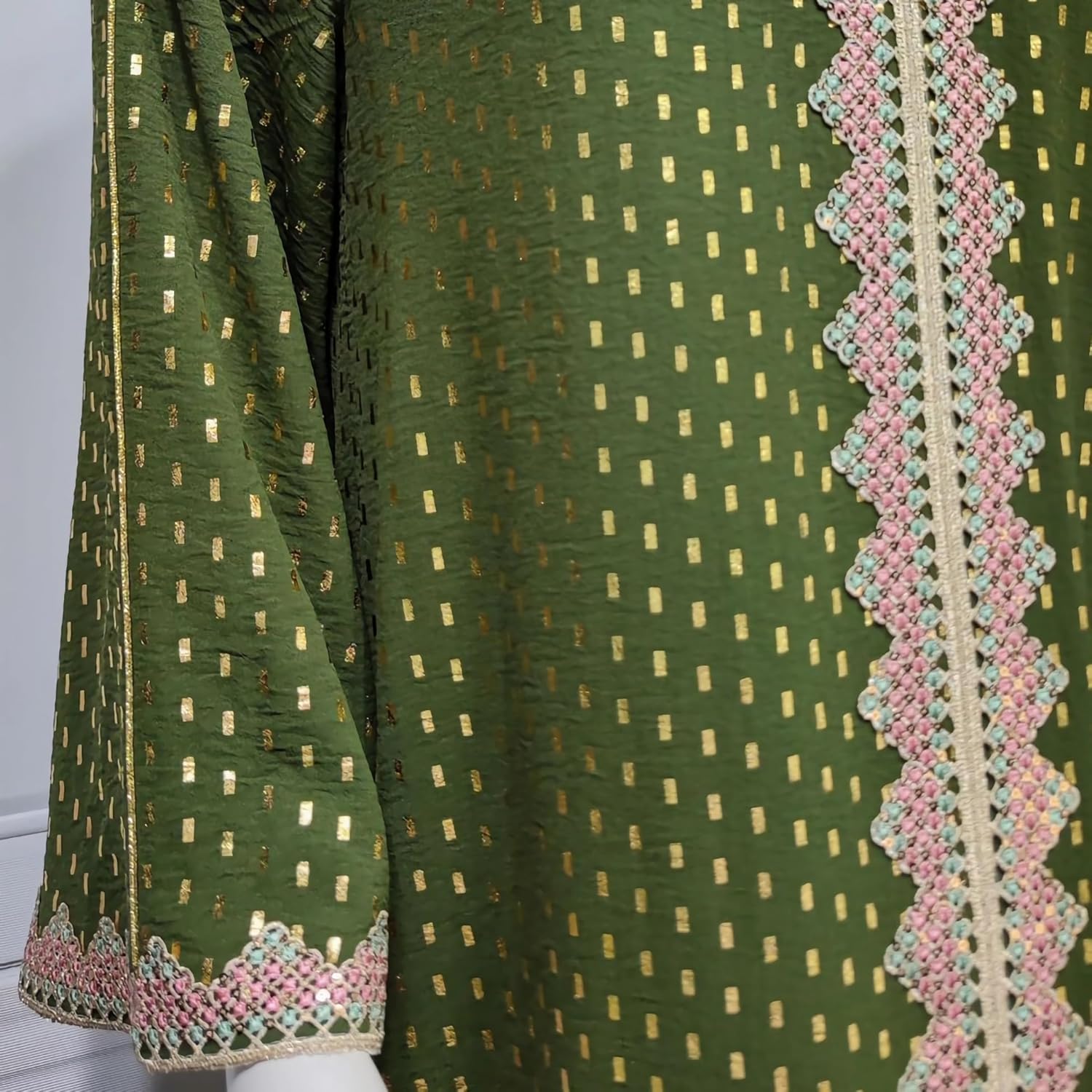 FPOVFPO Women's Muslim Abaya One-Piece V Neck Bronzing Dress Islamic Full Length Kaftan Daily Casual - Image 4