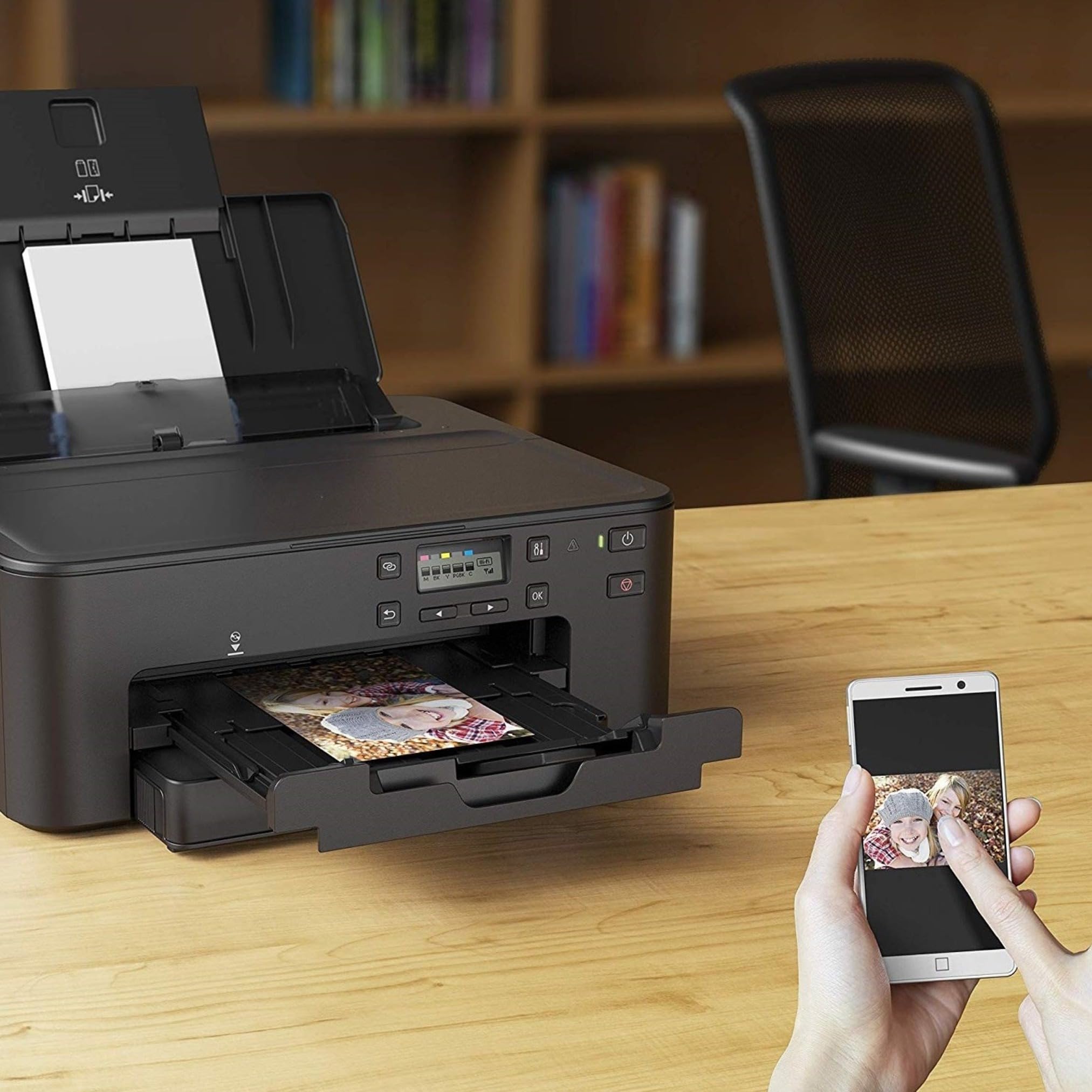 IC-Office TS705a - Impresora de inyección de tinta a color (impresora, USB, impresión de CD, WiFi, LAN, Apple AirPrint), color negro + 10 cartuchos de tinta XXL
