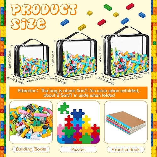 Miniatura 16 de Sanwuta Paquete de 6 bolsas de almacenamiento de juguetes, bolsas organizadoras de PVC con cremallera, contenedor de juguetes impermeable para