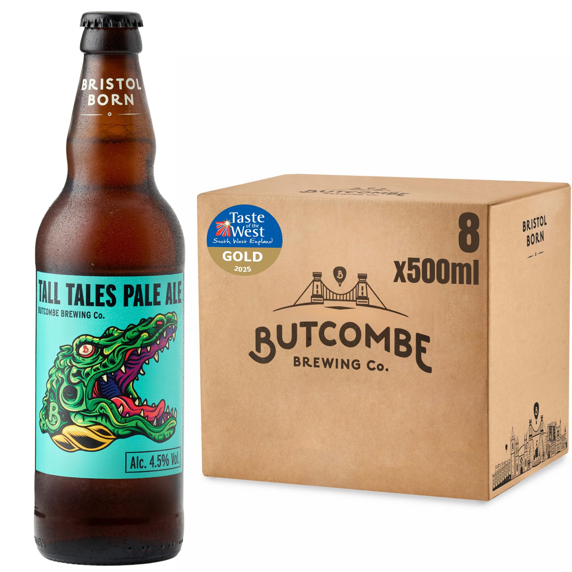 Butcombe Brewery, Tall Tales Pale Ale Beer Bottles, Vegan Friendly, Notes of Grapefruit, Pineapple and Lemon, 8 x 500ml