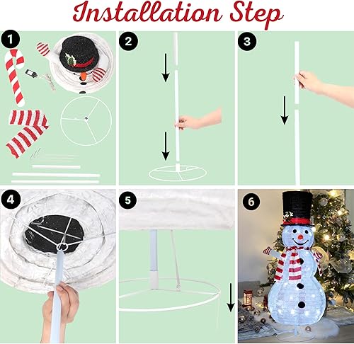 Miniatura 7 de Buheco Muñeco de nieve iluminado para decoración de Navidad al aire libre, muñecos de nieve iluminados para interiores y exteriores, decoración de