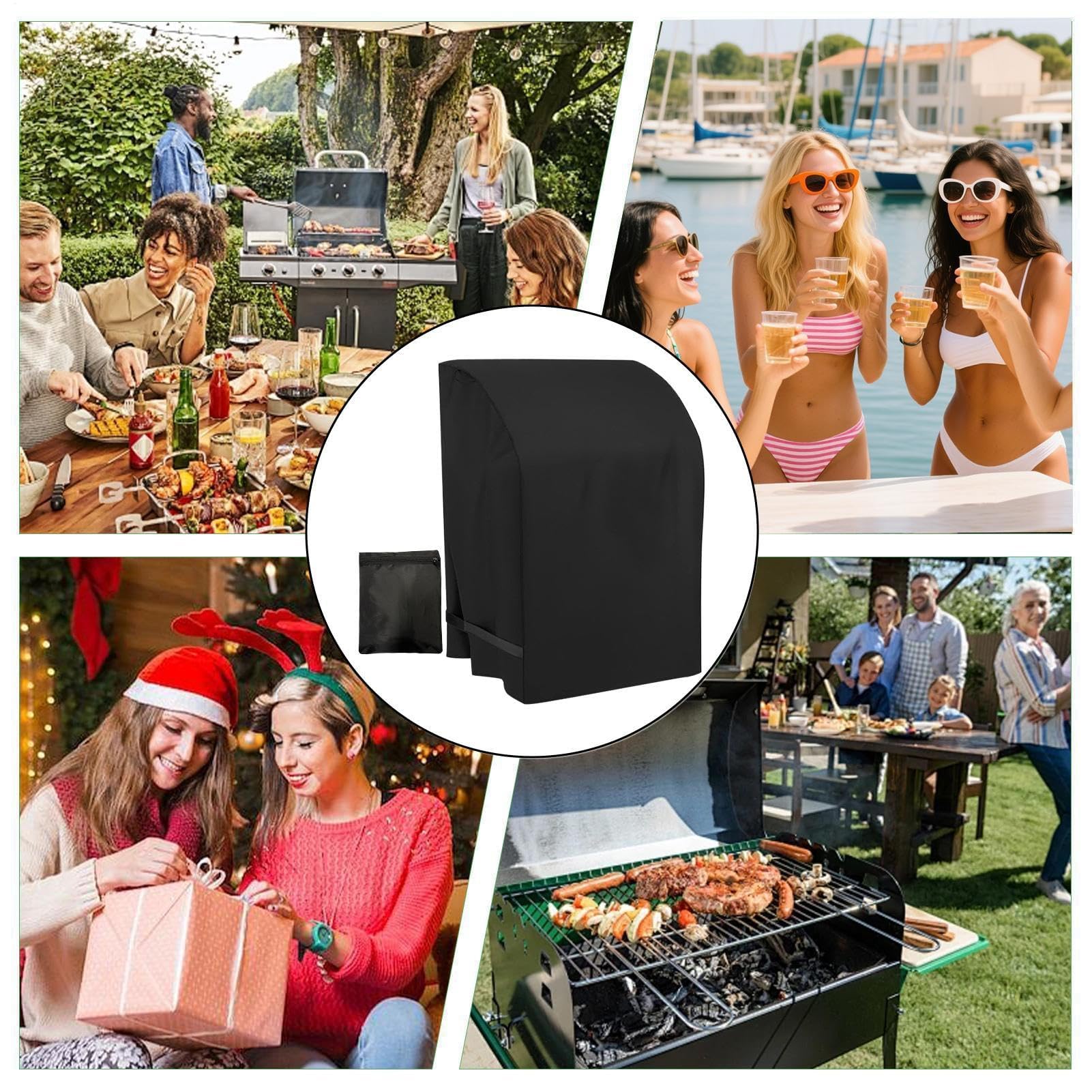 Przenośny pokrowiec na grilla z uchwytami – ergonomiczna ochrona grilla na kemping, piknik, wędrówki, trwałe, odporne na warunki atmosferyczne akcesoria do grilla