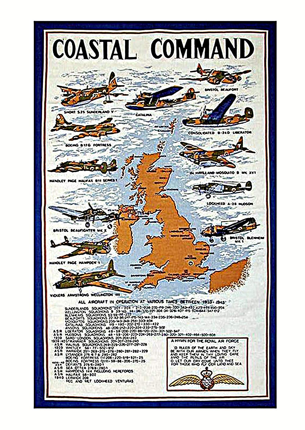 Stow Green Green Stow Raf Coastal Command World War 2 Kitchen Tea Towel - 100% Cotton