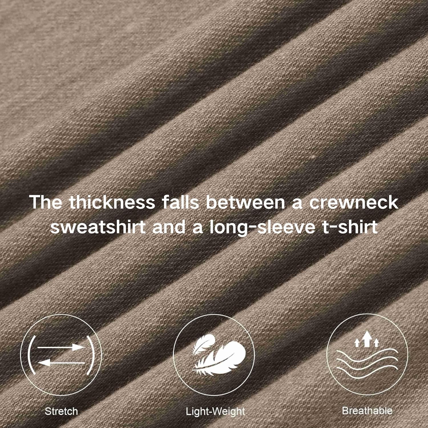 PINSPARK Men's Long Sleeve Shirts Crew Neck T-Shirt Casual Pullover Tees Soft Stretch Basic Tee Shirt with Zipper Pocket - Image 6