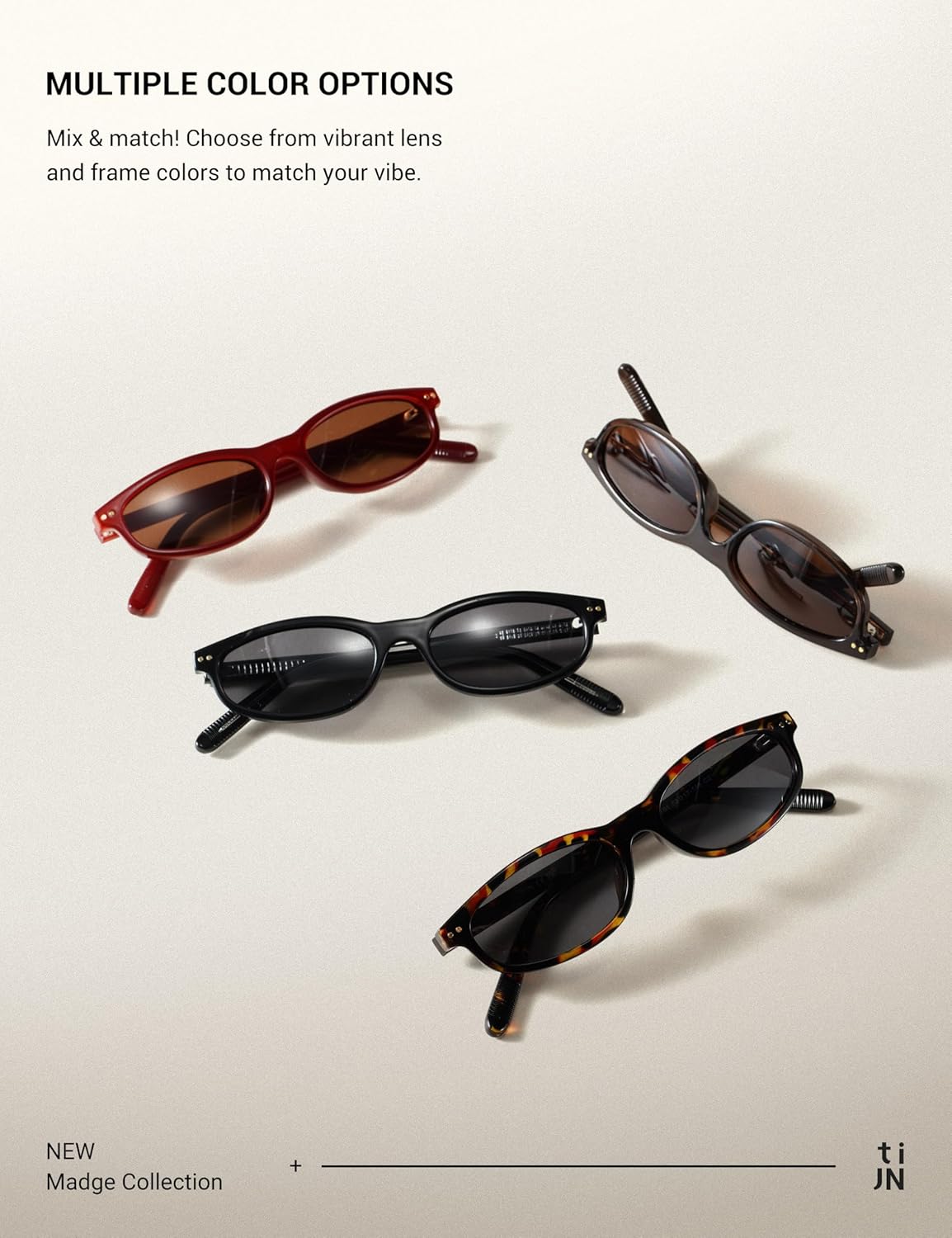 TIJN Small Rectangle Polarized Sunglasses for Women & Men – Cat Eye Retro Slim Square UV400 Shades for Driving & Daily Wear - Image 7