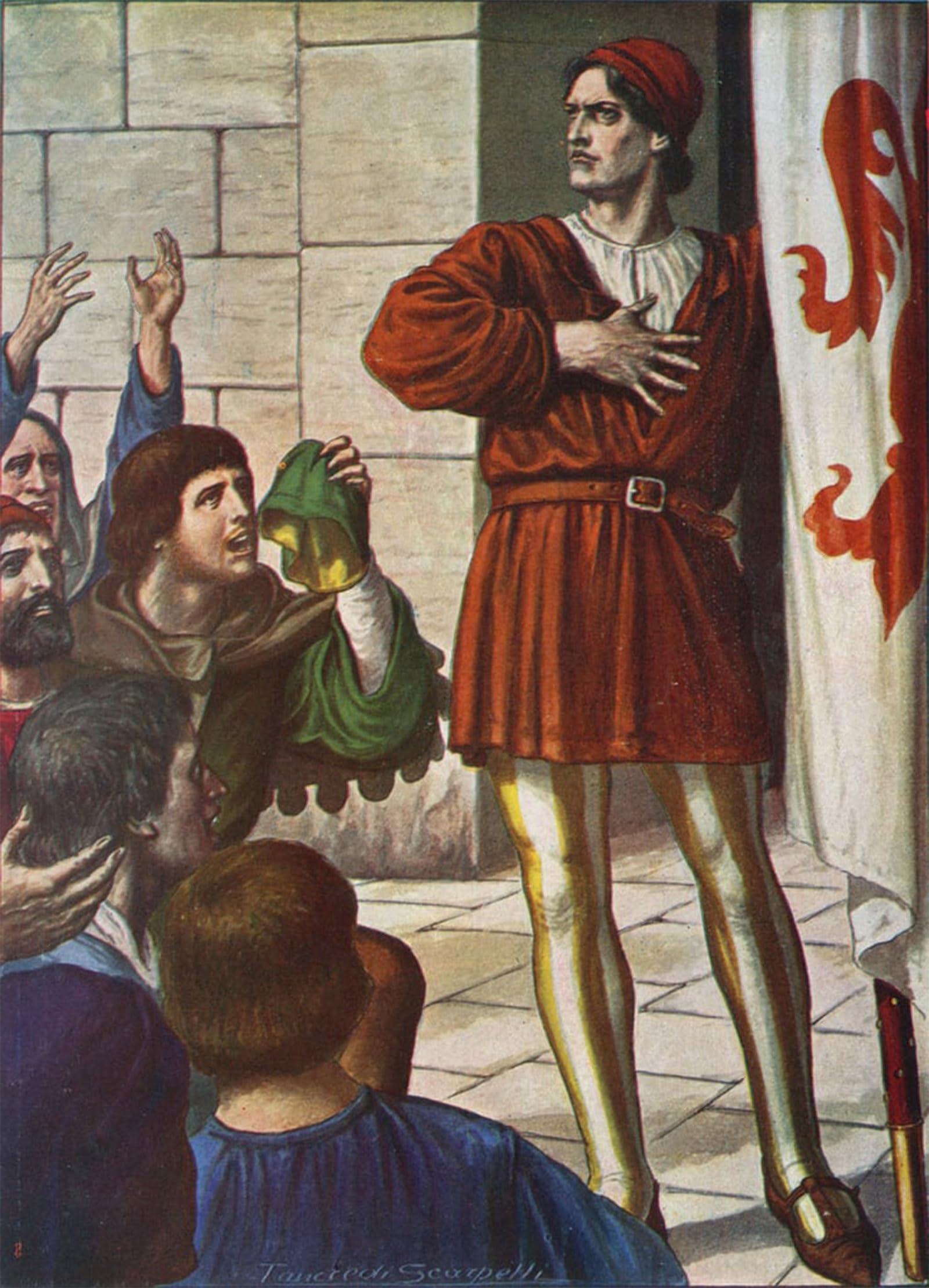 Serendipitp No Frame Vintage Wall Art Canvas Nordic Poster Canvas Print Picture Di Lando In Front Of A Jubilant Crowd By Tancredi Scarpelli Wall Art Poster For Home Decor 60X90cm