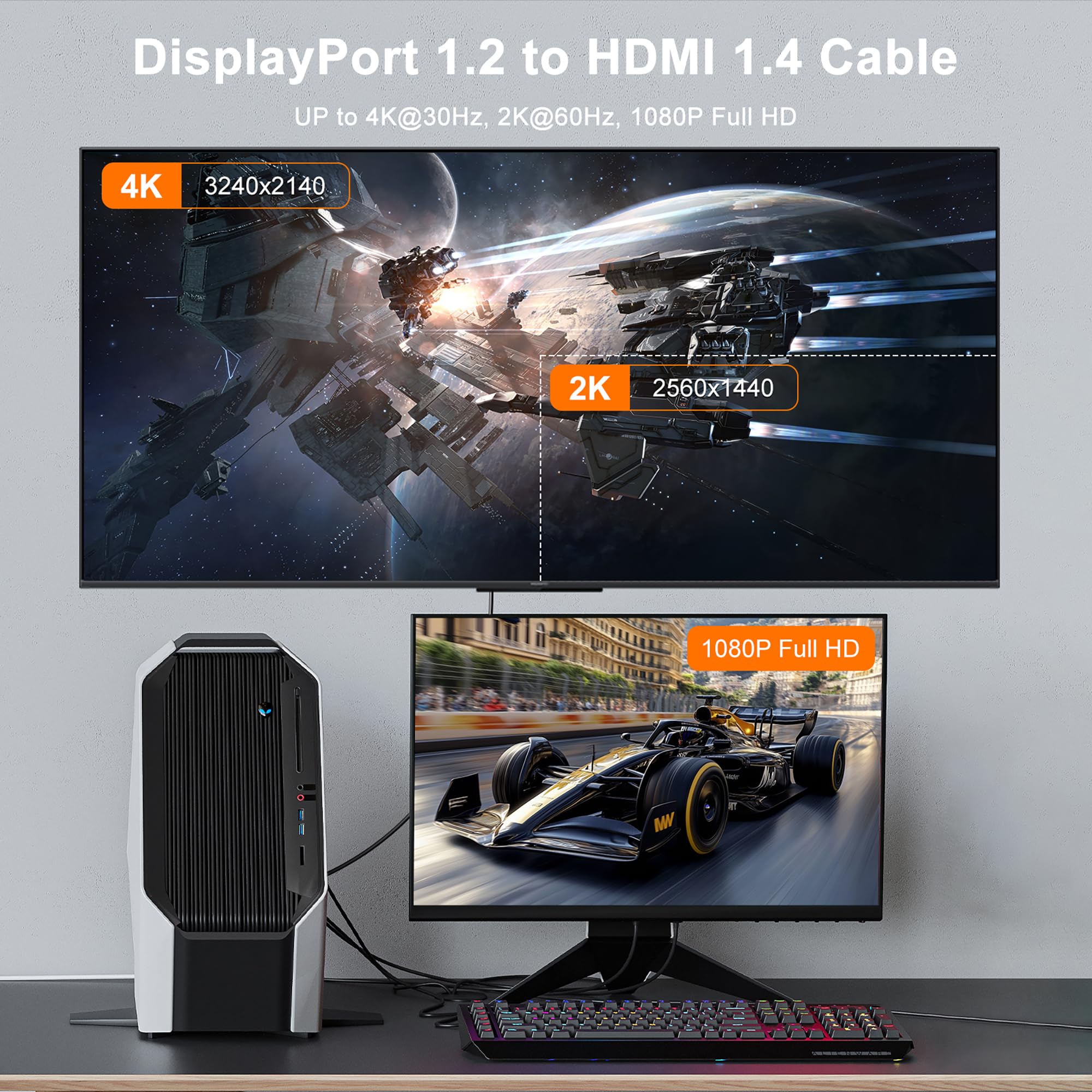 Lot de 3 ports DisplayPort 4K vers HDMI de 0,9 m