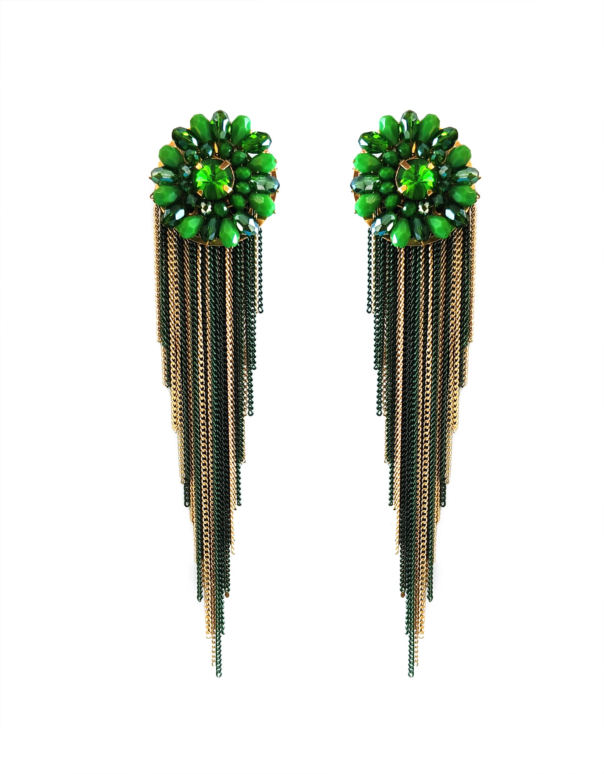 La Belleza Crystal Rhinestone Round Tassel Drop Dangler Long Multi Chain Earrings Fashion Jewellery for Girls and Women (Green) (B0C4TWBZT7) Amazon Price History, Amazon Price Tracker