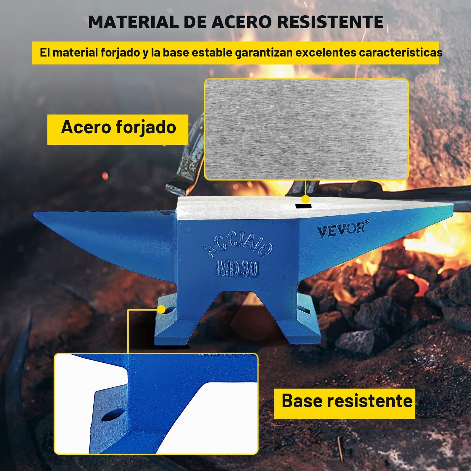Mophorn Yunque de Acero 30KG, Yunque de Metal 66LBS, Yunque de Herrero Ideal para Metalúrgicos y Herreros para Remachar, Aplanar, Forjar y Formar Metal