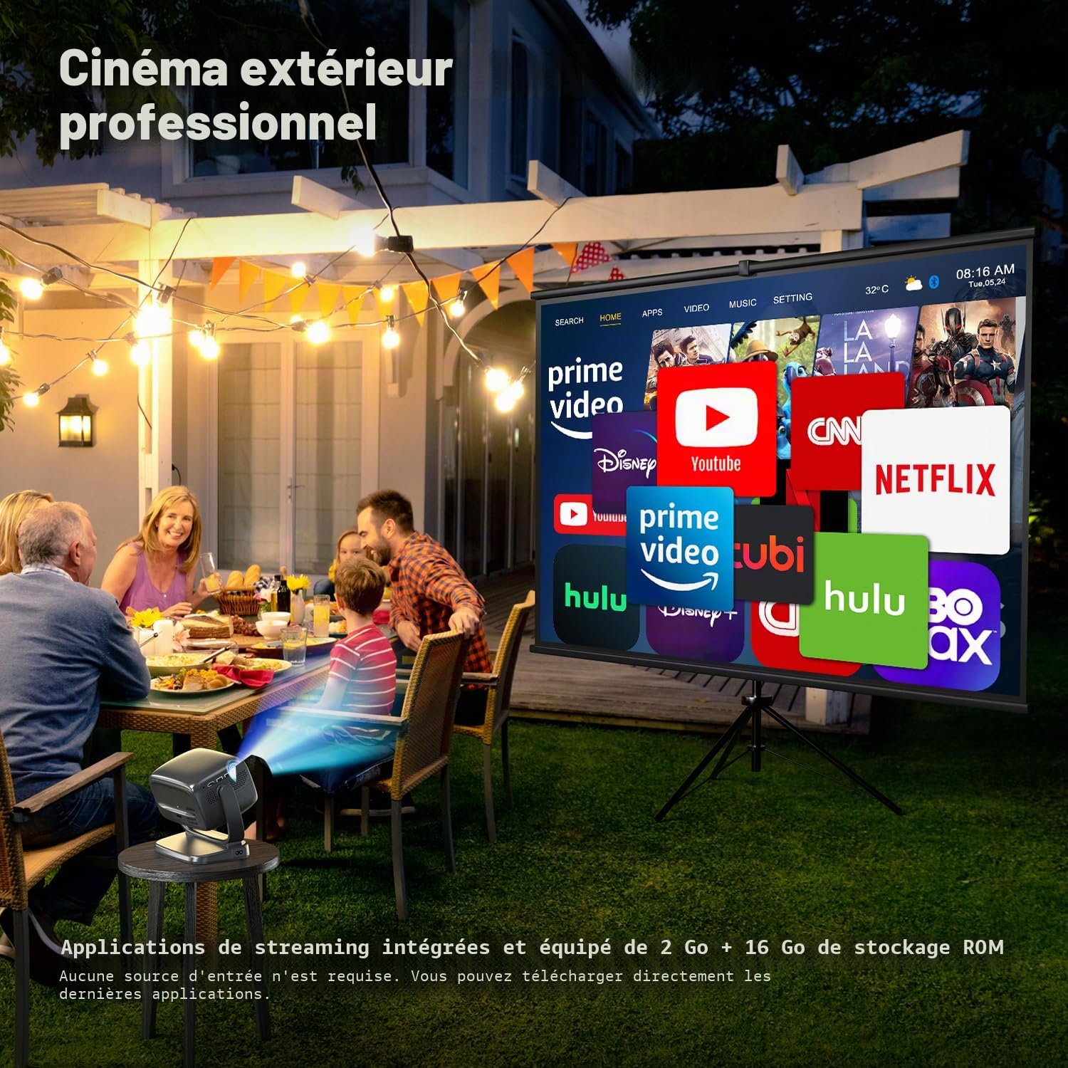 Vidéoprojecteur 4K, 26000Lux Projecteur Home Cinéma avec WiFi 6 et Bluetooth 5.2,180°Tourner, Focus Électrique/Correction Trapèze/Zoom, Natif 1080P Rétroprojecteur pour Smartphone iOS/Android/HDMI/USB