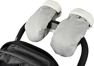 BEABA Waterproof Fleece Lined Stroller Gloves, Hand Warmer Muff, Anti-Freeze Stroller Mittens for Handlebars, Winter Stroller Accessories, Baby Winter Essentials, Grey