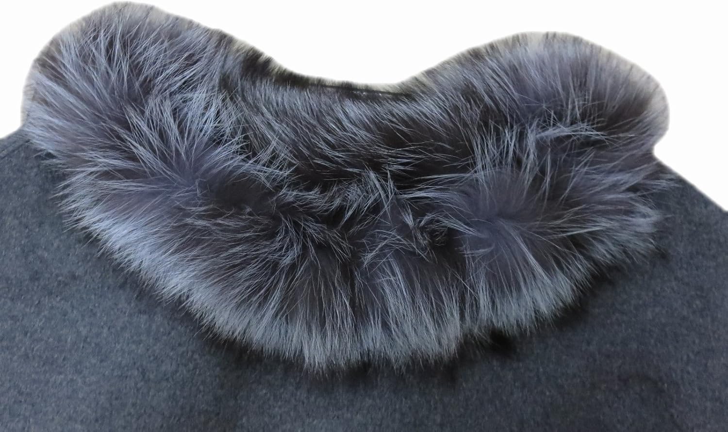 Women's Pullover Poncho Shawl Wrap Cloak With Real Fox Hair Collar Pashmina