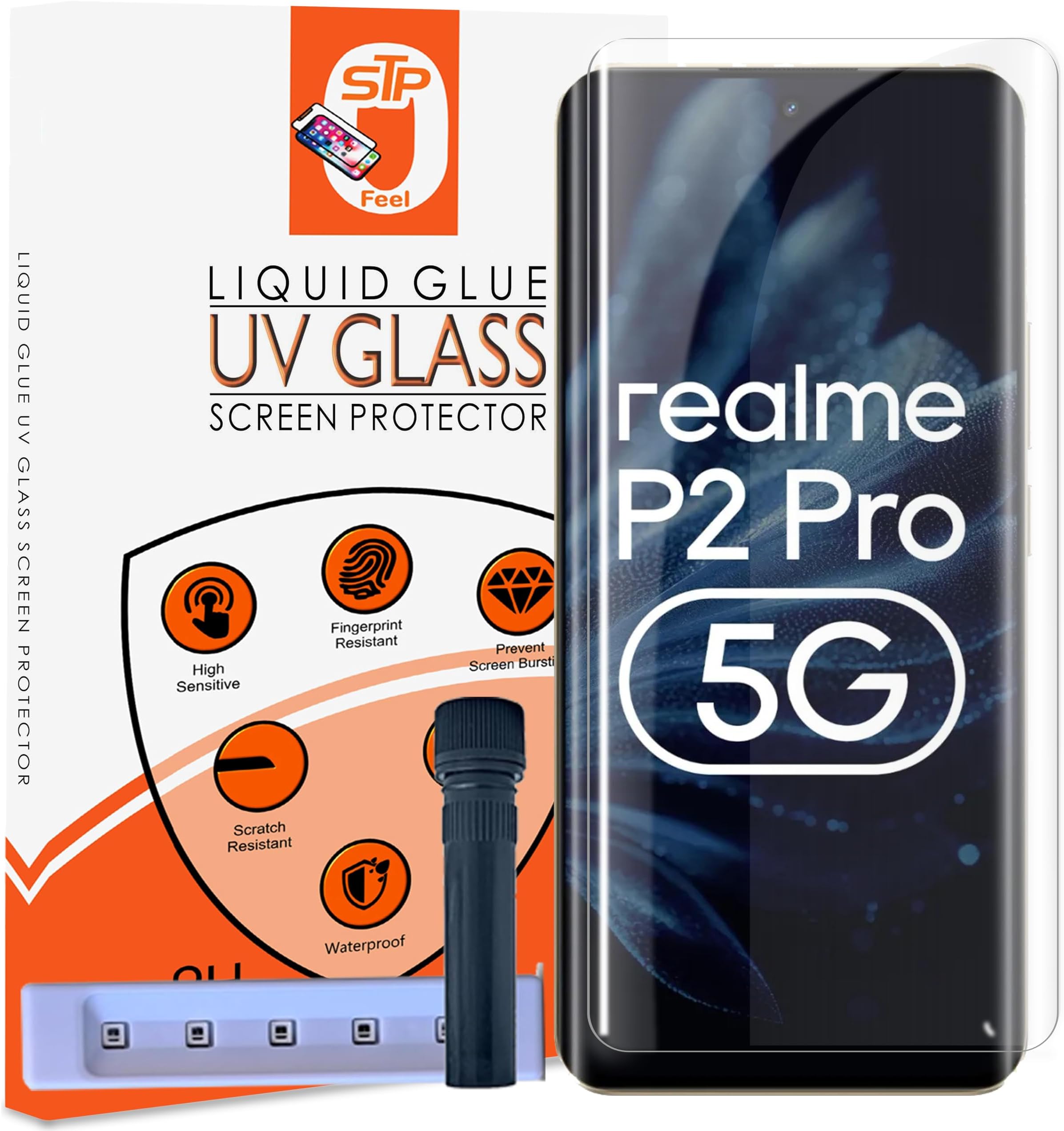 UV HD+ Tempered Glass Screen Protector Guard Compatible For Realme P1 Pro 5G / P2 Pro 5G (6.67 Inch, Pack of 1) Full Adhesive UV Curved Case Friendly HD Clarity with easy installation kit