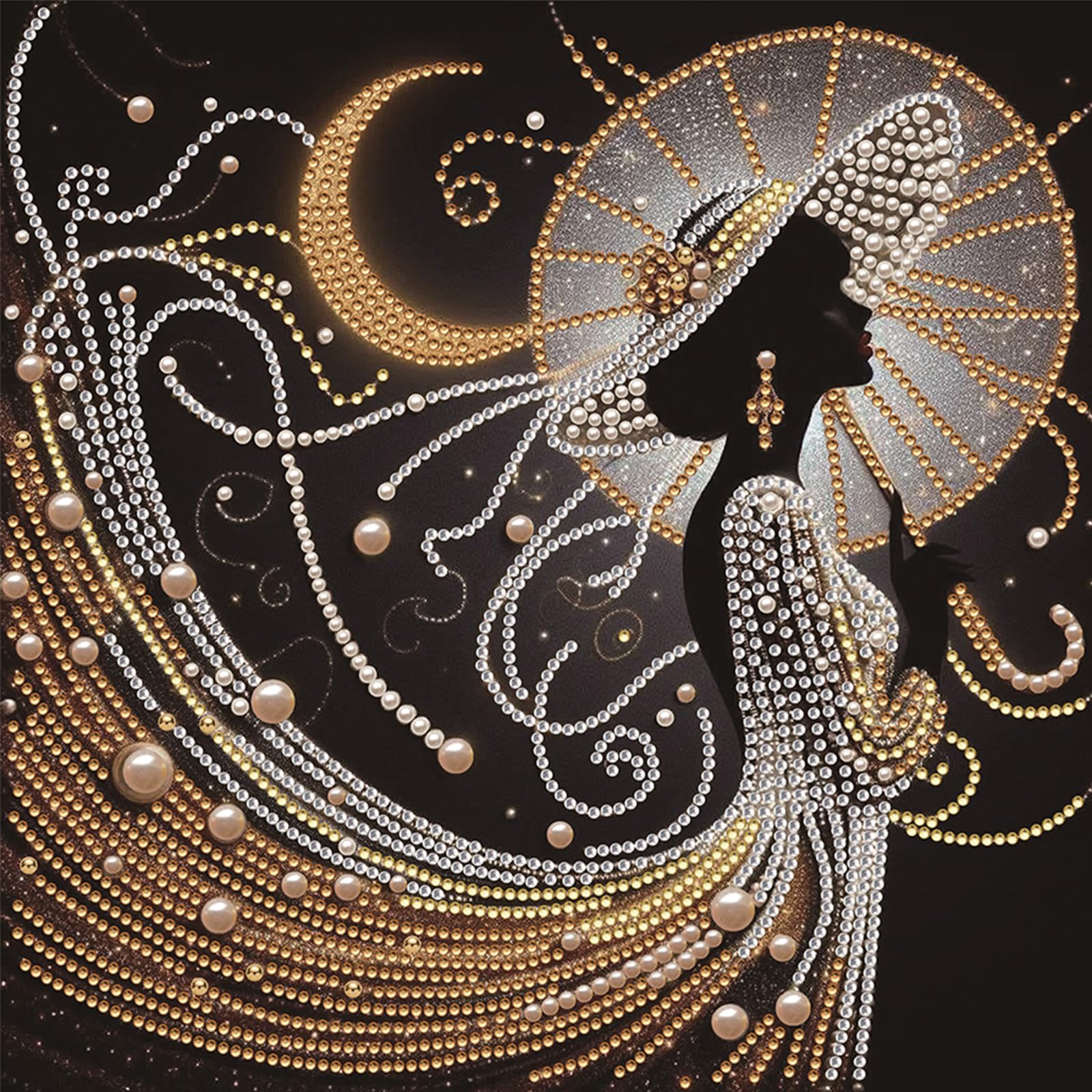 White Beauty Special Shaped 5D DIY Partial Drill Diamonds Paintings Gem Art Kits for Adults Beginners Home Decor Diamonds Paintings Gem Art 11.81 X11.81inch