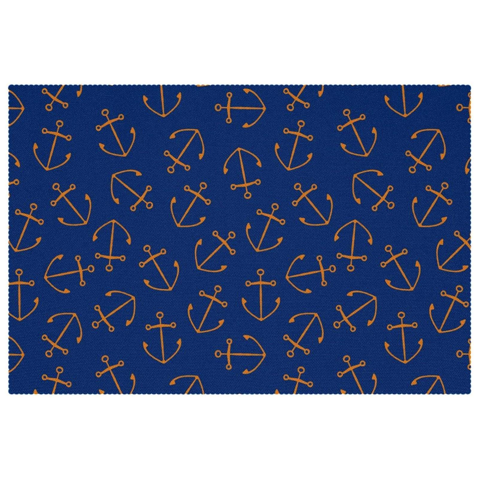 Set de table ancre sur fond bleu lavable pour éliminer les taches de cuisine