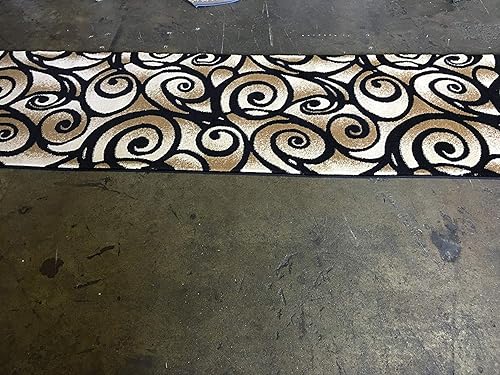 Miniatura 3 de Tapete color verde diseño Bellagiio 3418pies x 10pies 6pulgadas Poliéster  Mezcla de poliéster Negro