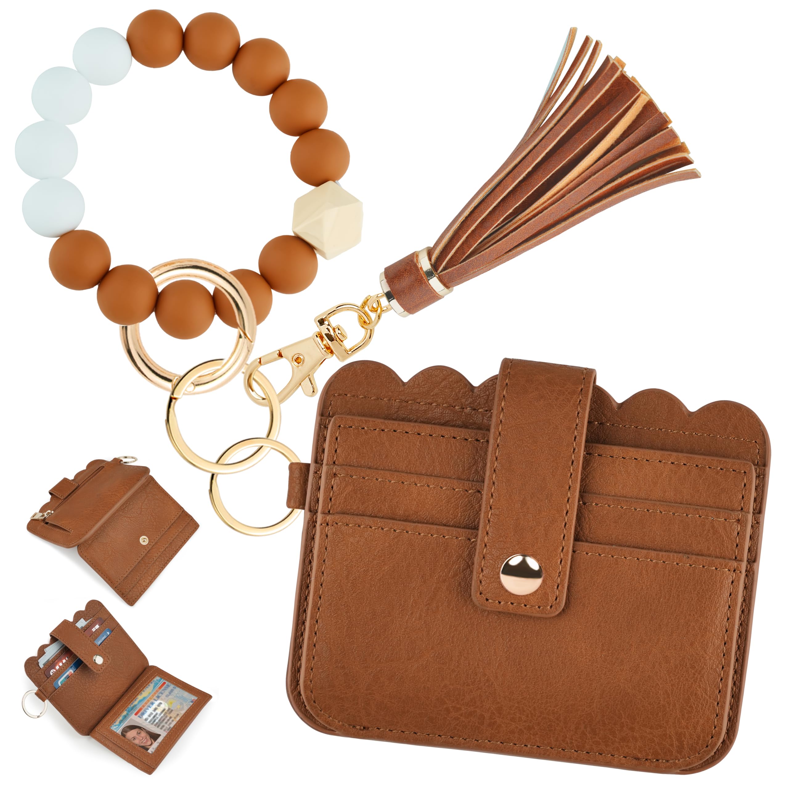 Lostars Wristlet Wallet for Women with Keychain – RFID Card Holder Small Wallet Wristlet with Key Ring