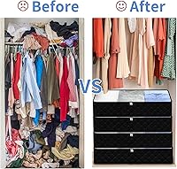 Vista 6 de Fixwal Bolsas de almacenamiento negras para debajo de la cama con ventana transparente y 2 asas reforzadas debajo de la cama, contenedores