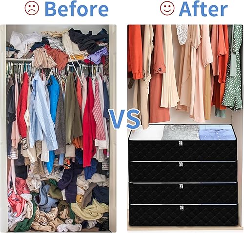 Miniatura 6 de Fixwal Bolsas de almacenamiento negras para debajo de la cama con ventana transparente y 2 asas reforzadas debajo de la cama, contenedores de