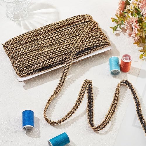 Miniatura 4 de PH PandaHall Cinta decorativa de encaje tejida de 20 yardas, adorno metálico de trenza de poliéster de 12 pulgada (0.512 in) para disfraz, vestido,