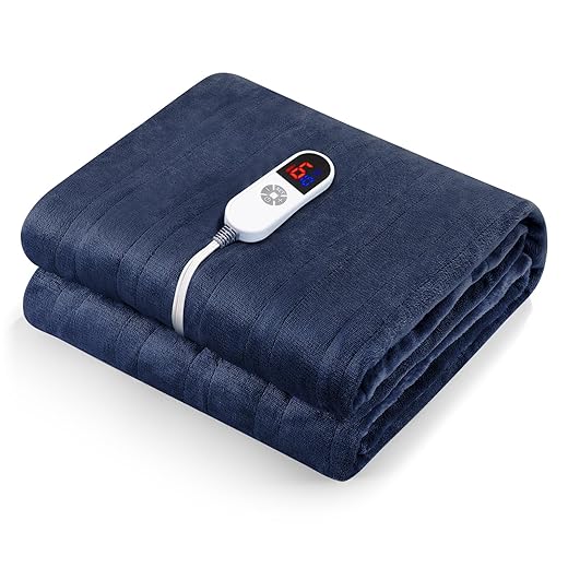 Heated Electric Blanket Twin Size 62" x 84" Flannel Heated Blanket with 4 Heating Levels & 10 Hours Auto Off, Comfort Warm Blanket for Home Office Use, Machine Washable