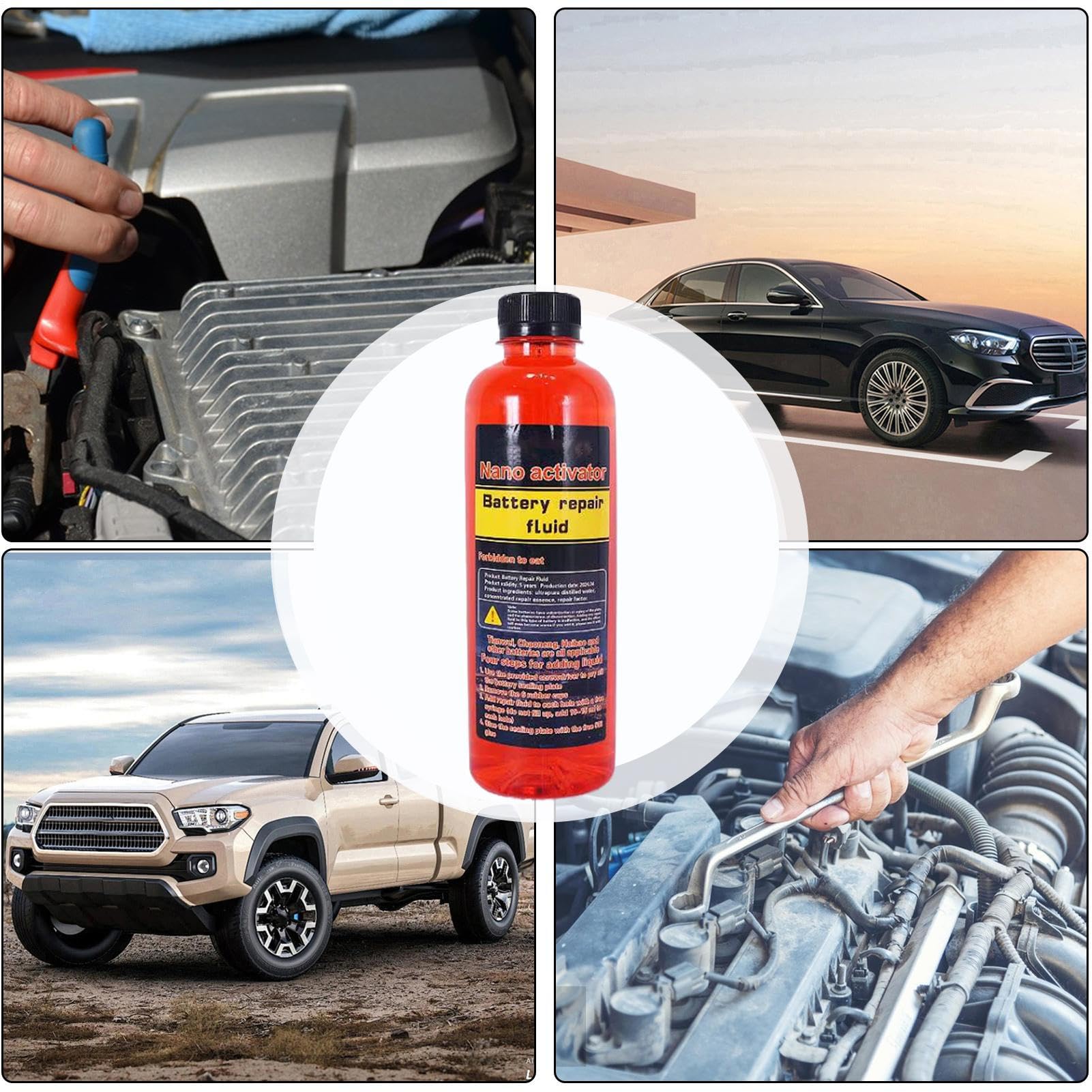 Additivo per riparazione della batteria – 500 ml | Reviver per batteria auto per veicoli automobilistici con facile utilizzo, per meccanici, garage, manutenzione di interni e esterni, soluzione per la